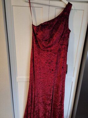 Madison James One Shoulder Crushed Velvet Maxi Dress with Train